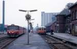 HHJ (Hads-Ning Herreders Jernbane, auch Odderbanen genannt): Im Bahnhof Odder halten am 13.