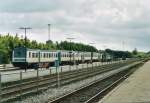3 abgestellte MR der Arriva Tog A/S Privatbahngesellschaft im Bahnhof von Varde