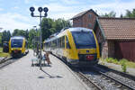 Treffen von zwei Lint 41 Dieseltriebzügen am Bahnhof Kagerup in Gribskov.