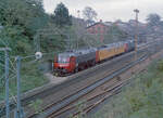 DSB Bahnhof Helsingør: Im Oktober 1985 waren die Vorbereitungen für den elektrischen Betrieb der Kystbanen in vollem Gang.