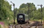 Ein dnischer IC 3 als EC nach Hamburg Hbf am 12.07.2009 bei der Ausfahrt aus Neustadt Gbf.