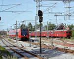 DSB S-Bahn Kopenhagen: Linie Ex und Linie B+ Bahnhof Hellerup am 12. Juli 2006. Scan eines Farbnegativs. Film: Agfa XRG 200-N. Kamera: Leica C2.