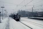 DSB S-Bahn Kopenhagen Linie F im Januar 1977: Ein Zug der ersten S-Bahngeneration erreicht den Bahnhof Hellerup.