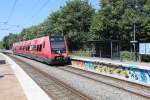 DSB S-Bahn Kopenhagen: Linie F (LHB/Siemens-SE 4104) Fuglebakken am 24. Juli 2014. - Der Zug fährt in Richtung Ny Ellebjerg.