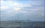 Die Øresundbrücke von der Seite Dänemarks aus gesehen.