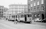 København / Kopenhagen Københavns Sporveje (KS) SL 6 (Tw 573 + Bw 15xx) Stadtzentrum, Grønningen im September 1968.