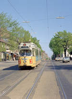 København / Kopenhagen Københavns Sporveje SL 2 (DÜWAG/Kiepe-GT6 887) Frederiksberg, Godthåbsvej / Fuglebakkevej / Tesdorpfsvej am 25. Mai 1969 (Pfingstsonntag). - Scan eines Farbnegativs. Film: Kodak Kodacolor X.