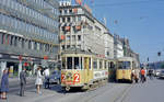 København / Kopenhagen Københavns Sporveje SL 2 (Tw 515 + Bw 1556 / DÜWAG/Kiepe-GT6 870) København V, Rådhuspladsen (: Rathausplatz) am 9.