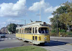 København / Kopenhagen Københavns Sporveje SL 5 (DÜWAG/Kiepe-GT6 847) København K, Søtorvet / Dronning Louises Bro (: Königin-Louise-Brücke) am 28. September 1969. - Scan eines Farbnegativs. Film: Kodak Kodacolor X.