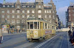 København / Kopenhagen Københavns Sporveje SL 16 (Tw 569 + Bw 15xx) København V, Rådhuspladsen (: Rathausplatz) im November 1969.