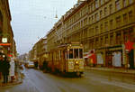 København / Kopenhagen Københavns Sporveje SL 16 (Tw 524 + Bw 15**) København V, Vesterbro, Istedgade / Saxogade am 13. Februar 1970. - Scan eines Farbnegativs. Film: Kodak Kodacolor X.