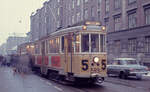 København / Kopenhagen Københavns Sporveje SL 5 (Tw 589) København S, Østrigsgade / Holmbladsgade im Februar 1970.