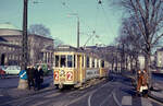 København / Kopenhagen Københavns Sporveje (KS) SL 2 (Großraumtriebwagen 518) København, Slotsholmen, Christiansborg Slotsplads / Holmens Bro im März 1969.