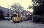 København / Kopenhagen KS SL 2 (Triebwagen 573 + Beiwagen 1556) Brønshøj im Oktober 1969.