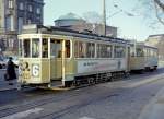 København / Kopenhagen Københavns Sporveje SL 6 (Tw 533 + Bw 15xx) Christiansborg Slotsplads / Holmens Bro im Januar 1968.