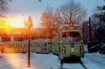 København / Kopenhagen Københavns Sporveje SL 2 (DÜWAG-GT6 853) Brønshøj Torv (Endstation Brønshøj) Anfang Januar 1969.