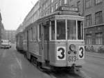 København / Kopenhagen Københavns Sporveje SL 3 (Tw 613 + Bw 15xx) Østerbro, Marstalsgade / Strandboulevarden im Februar 1968.