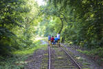 Draisne auf der stillgelegten Bahnstrecke von Vojens (Woyens) nach Haderslev (Hadersleben). Hier in der Nähe von Hammelev (Hammeleff). Aufnahme: 15. Juni 2023