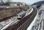 Der aus Derneburg kommende einzelne 515.5 fädelt kurz vor dem Bahnhof Seesen in die Hauptstrecke aus Goslar ein