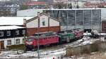 Budamar West GmbH 232 673-4 ( 9280 1232 673-4 D-BDMW ) und 2 Schwester Ludmillas am 25.1.2023 vor dem BW in Gera 