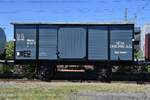 Der gedeckte Güterwagen München 521 461 G war Anfang Juni 2019 im Bayerischen Eisenbahnmuseum Nördlingen ausgestellt.