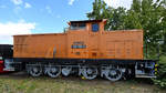 Die Rangierlokomotive 105 152-3 im Eisenbahnmuseum Weimar.