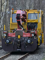 Dieser Baudienst-Traktor von Railservice war Mitte März 2018 in Hattingen abgestellt.