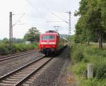 Hier noch der Nachschuss auf 120 501-2, die am 29.07.2013 einen Messzug in Richtung Süden schob.