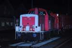 Baureihe 714 014 steht am 27.12.2011 im Hauptbahnhof von Fulda mit dem Tunnelrettungszug.