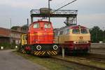 Am ersten September Wochenende 2006 fand noch einmal auf dem Gelände des ehemaligen Rangierbahnhof am BW Rbf in Osnabrück eine große Fahrzeugausstellung statt. Das Eintreffen der ersten Fahrzeuge dokumentierte ich morgens am 2.9.2006. Hier sind aus Georgsmarienhütte Lok 5 und aus Minden die 753002 bereits vor Ort.