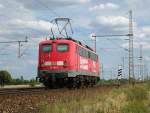 Unsere erste Sichtung der 110 169-0, dem neuem Mitglied der Bahntechnik mit Kompetenz-Truppe. Hier aus Lichttechnischen Grnden als Nachschuss. Aufgenommen am 27.08.2009 bei Dedensen/Gmmer.