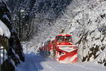 40 80 947 5206-5; 218 456-0 und 40 80 9475 195-0 als Sperrf 98208 (Hornberg-Triberg) bei Hornberg 15.1.21