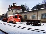 Neubauschneepflug 97-09-41 (Baujahr 1988) der IG-Weieritztalbahn am 17.01.2009 im Bahnhof Dippoldiswalde.