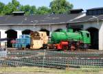 Fahrzeugschau am 18.06.2005 (ex  Tag des Eisenbahners ) im Bw Nossen u.a. mit Dampfspeicherlok und Schneepflug.
