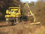 Streckenfreischnitt an der Lumdatalbahn im Dezember 2007