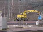 Ein Liebherr A 900 ZW der Firma Monti mit eigener  Tankstelle  im Rbf Saarbrcken am 09.03.2005