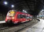 Talent 2 (442 263) (Nachtaufnahme) am Abend des 22.März 2014 im Aachener HBF auf Gleis 8.