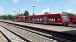 DB Regio Diesel Triebzug verlässt gerade den Bahnhof Aulendorf Richtung Memmingen am 03.06.2017.