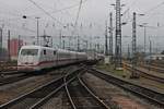 Einfahrt am 27.11.2016 von 401 557-4  Landshut  als ICE 70 (Basel SBB - Hamburg Altona) in den Badischen Bahnhof von Basel aus RIchtung Startbahnhof.