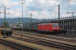 Einfahrt am 09.07.2015 von 185 080-9 als Lokzug in Basel Bad Bf, nachdem sie einen Güterzug in die den Schweizer Rangierbahnhof Muttenz gebracht hatte.