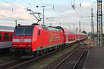 Nachschuss auf die Freiburger 146 111-0  Baden Württemberg erfahren , als sie am Morgen des 22.07.2015 ihren RE (Basel Bad Bf - Offenburg) aus dem Startbahnhof raus schiebte.