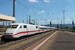 Einfahrt am 03.08.2015 von 401 575-6 als ICE 70 (Basel SBB - Hamburg Altona) in den Badischen Bahnhof von Basel.