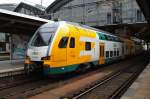 Hier 445 108-4 als RE2 (RE83963) von Cottbus nach Wismar, dieser Triebzug stand am 28.6.2014 in Berlin Friedrichstraße.