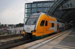 Hier 445 107-6  Lübben  als RE2 (RE37370) von Wismar nach Cottbus, bei der Ausfahrt am 17.8.2013 aus Berlin Hbf.