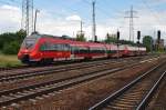 Hier 442 637-5 und 442 139-2 als RB19 (RB18568)  Airport-Express  von Senftenberg nach Berlin Gesundbrunnen, bei der Einfahrt am 14.6.2014 in Berlin Schönefeld Flughafen.