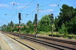 Blick auf die Ausfahrsignale von Hohen Neuendorf West.

Hohen Neuendorf 23.07.2018