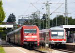 101 122-0 IC nach Karlsruhe und 628 332 RE nach Heilbronn.