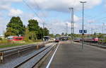 Blick über den Bahnhof Crailsheim am 05.09.2015 Im selben Moment enstand diese Teleaufnahme vom mittleren Zug: