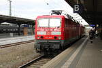 DB 143 909 am 16.02.2024 auf Rangierfahrt in Dessau Hbf. Sie wurde von der DB 146 021 aus dem DB Werk Dessau gezogen und anschlieend an eine VVO-Doppelstockgarnitur der S-Bahn Dresden rangiert.