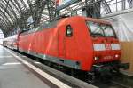 Personalschulung mit DB 145 035-2 und S-Bahnwagen auf Gleis 14 im Dresdner Hbf, 24.08.2010